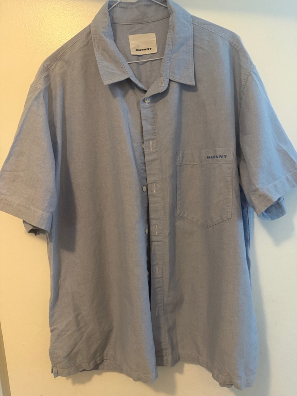 Isabel Marant Men's Light Blue Short-Sleeve Button-Down Shirt